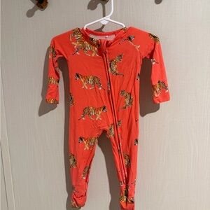 Vibrant Tiger Print Kids Footie Pajamas